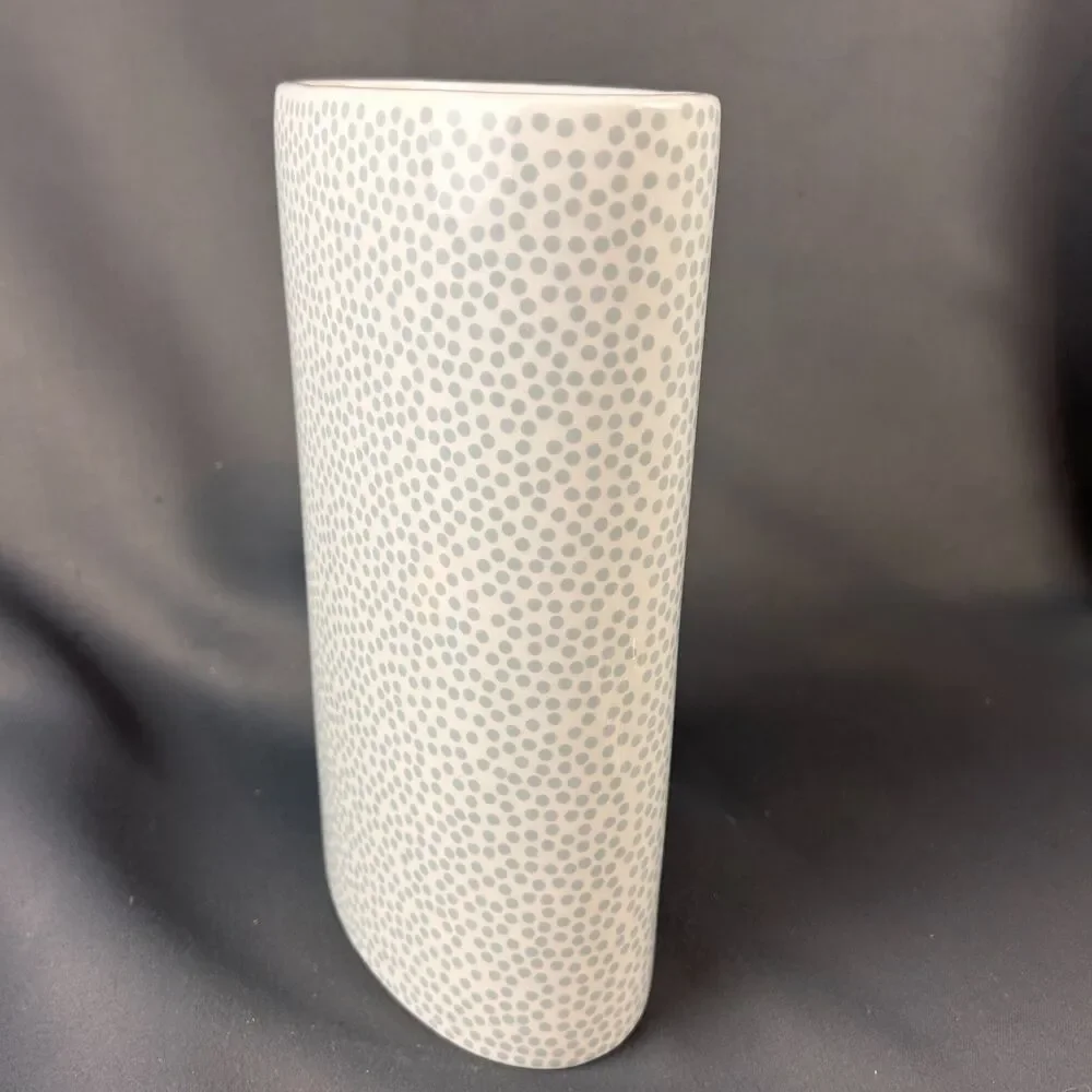 Happy Everything Coton Colors Laura Johnson Gray Polka Dot Oval Vase 10